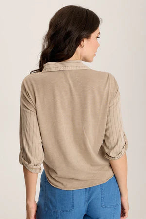 Kato Tie-Front Top with Flap Pockets