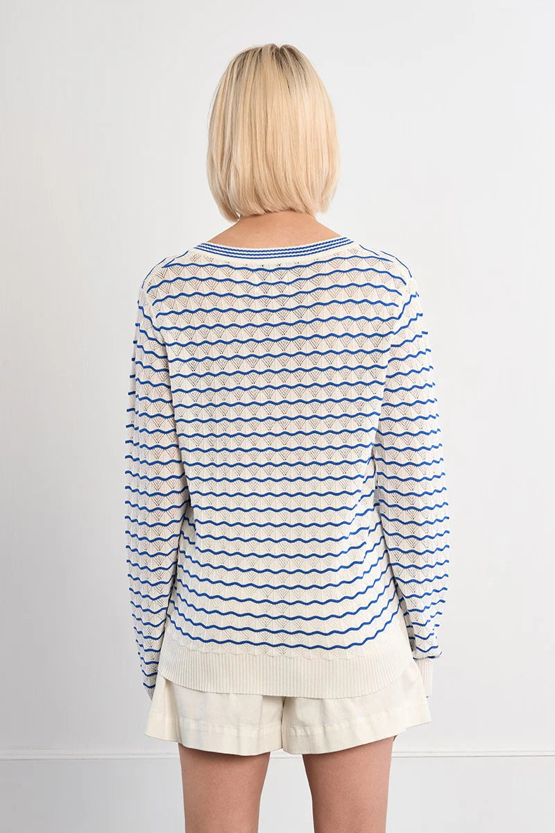 Striped V-neck knit