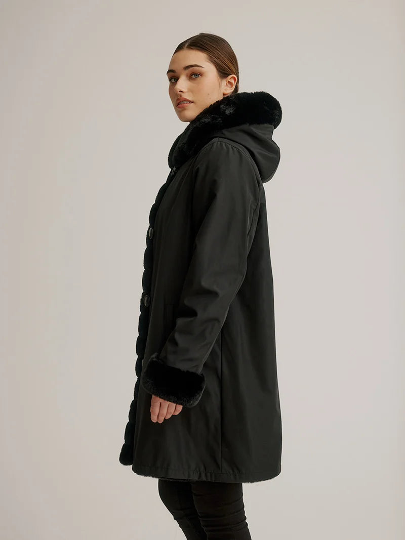 Hooded Reversible Faux Fur