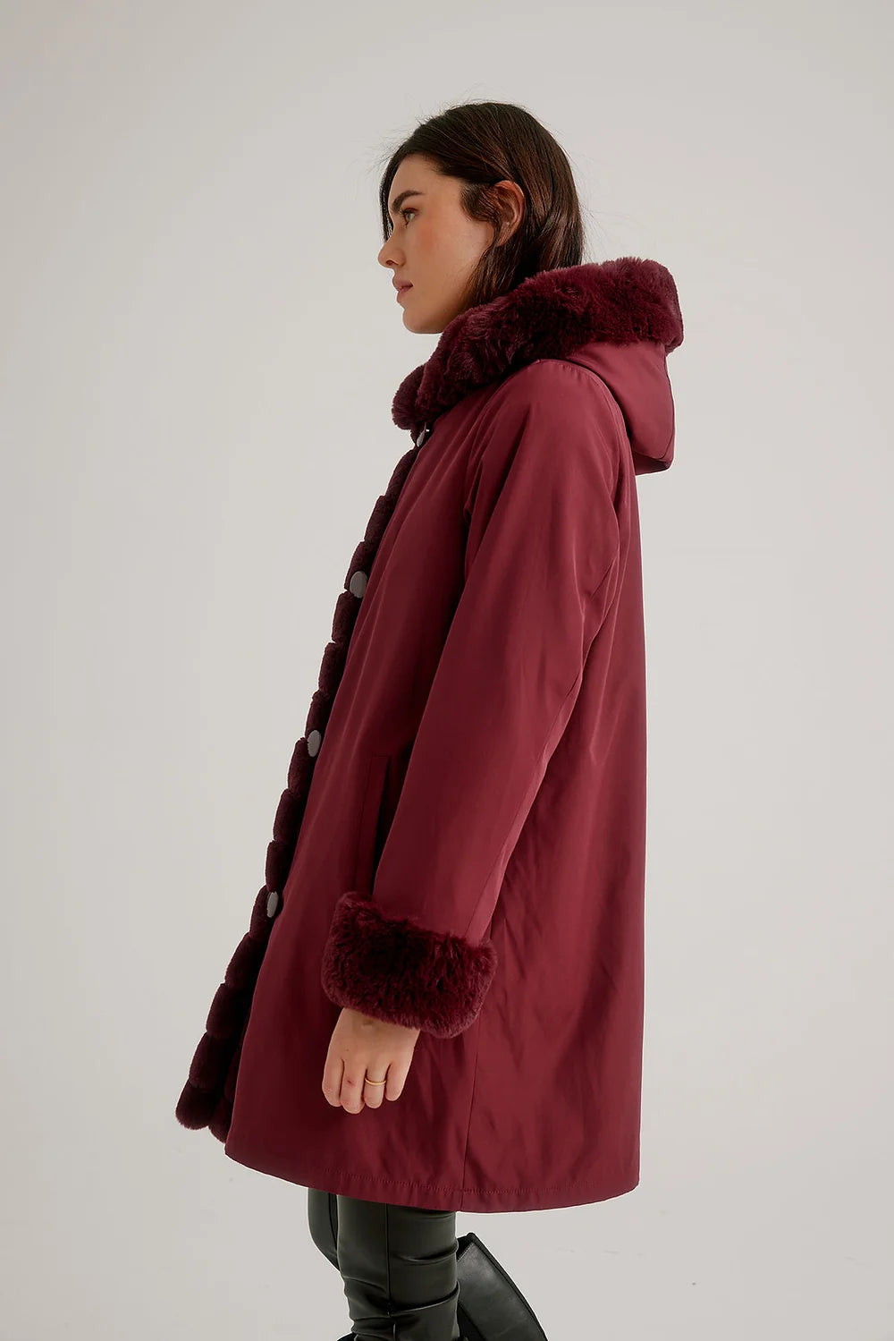Hooded Reversible Faux Fur