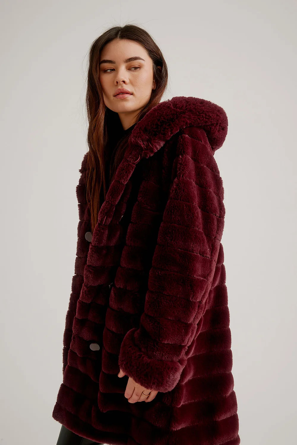Hooded Reversible Faux Fur