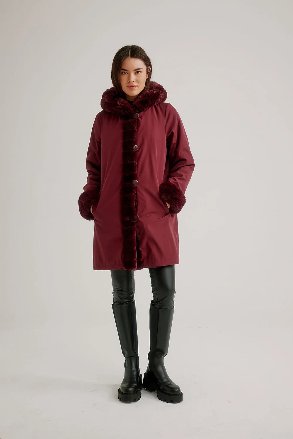 Hooded Reversible Faux Fur