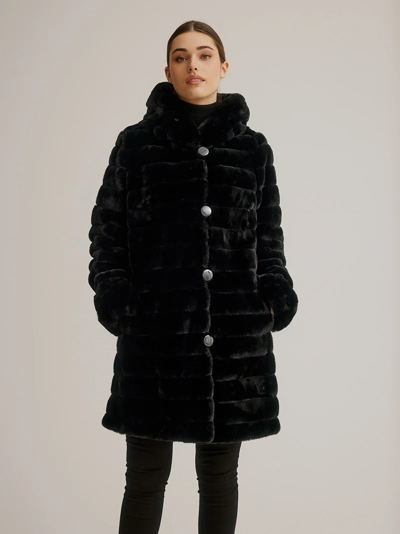 Hooded Reversible Faux Fur