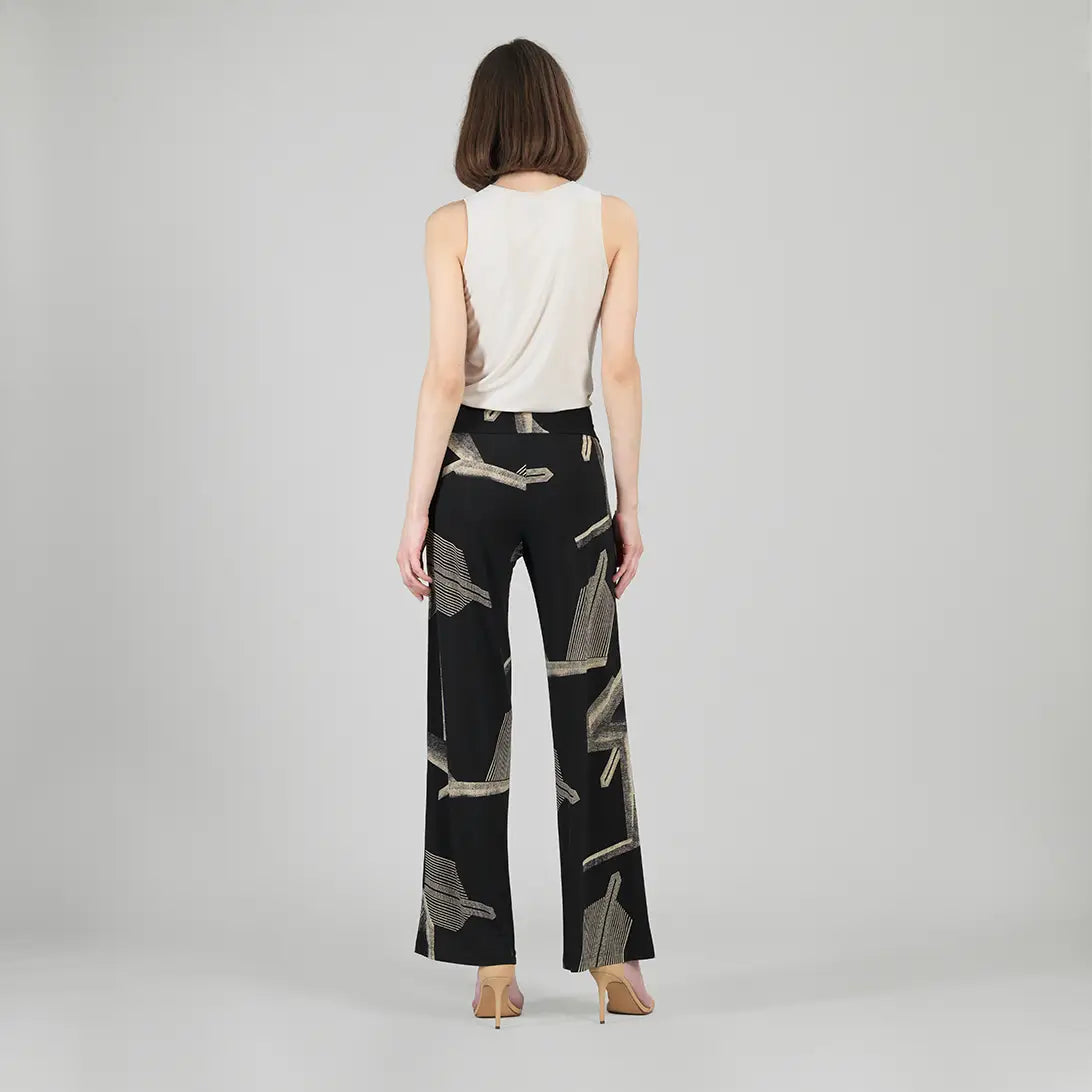 Linear Geo Print Soft Knit Pull-On Pant With Pockets