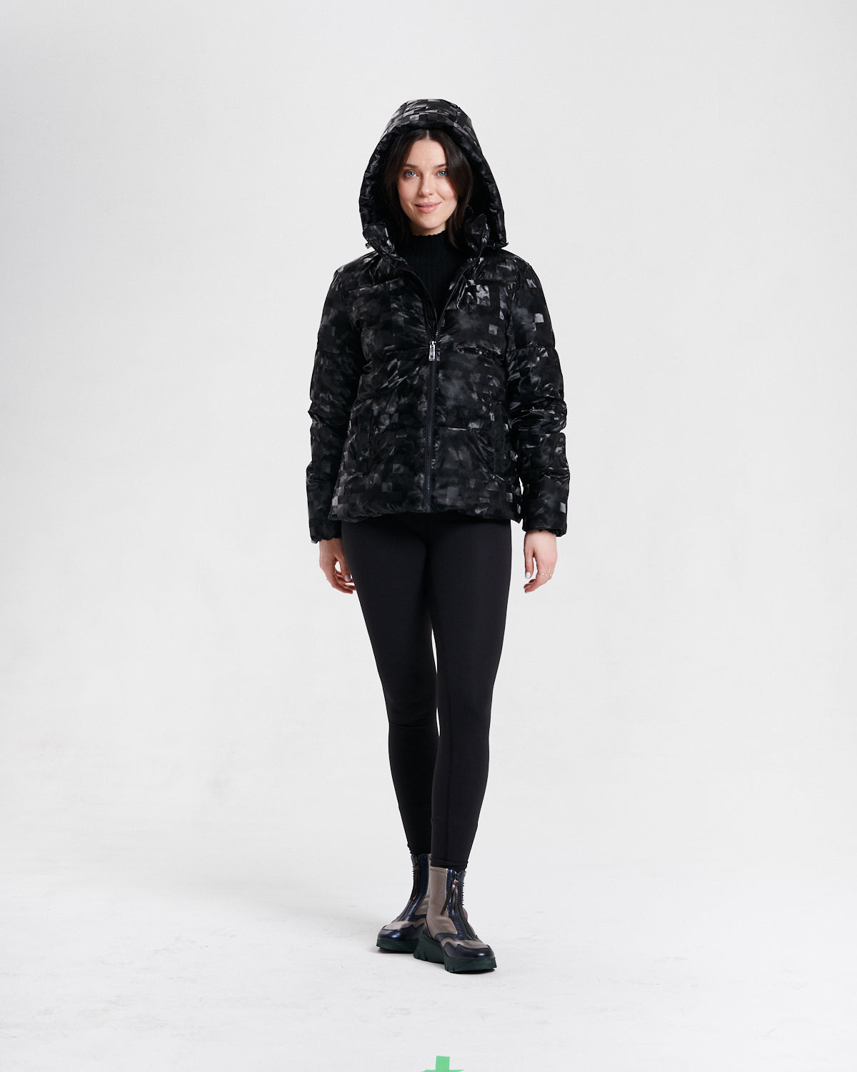 Nikki Jones Shiny Pattern Puffer Jacket