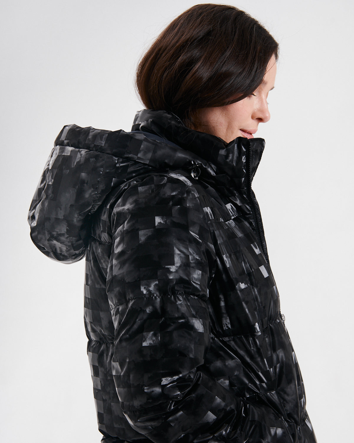 Nikki Jones Shiny Pattern Puffer Jacket