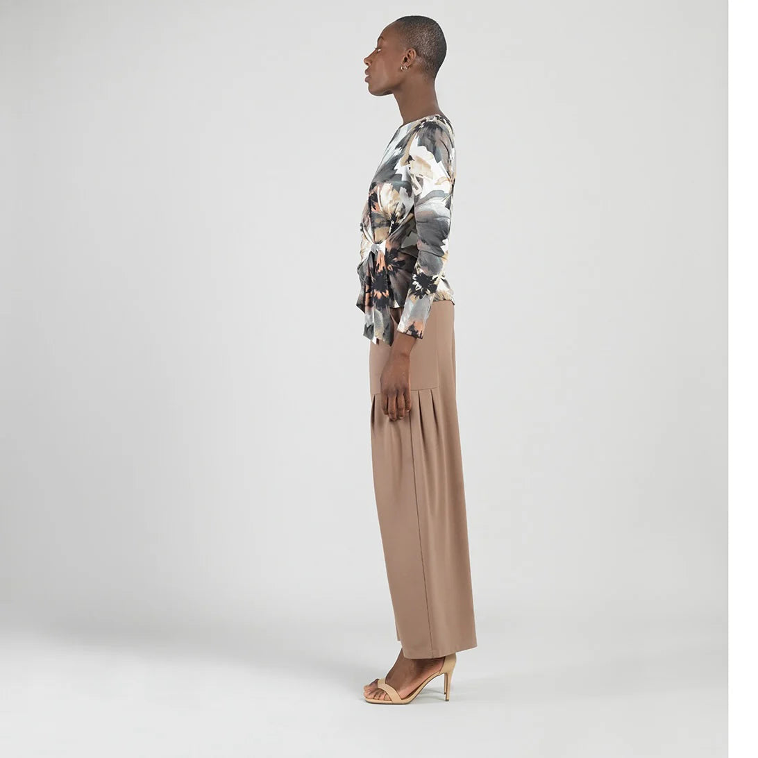 Gauze Knit - Side Tie Waist Top - Petal Whisper