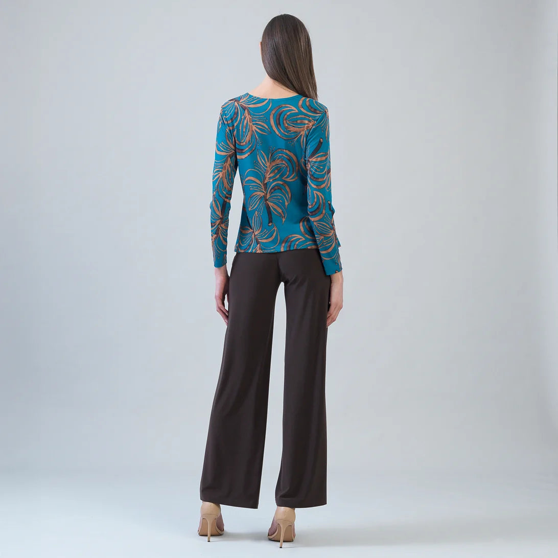 Long Sleeve Stitch Overlay Top - Autumn Leaves