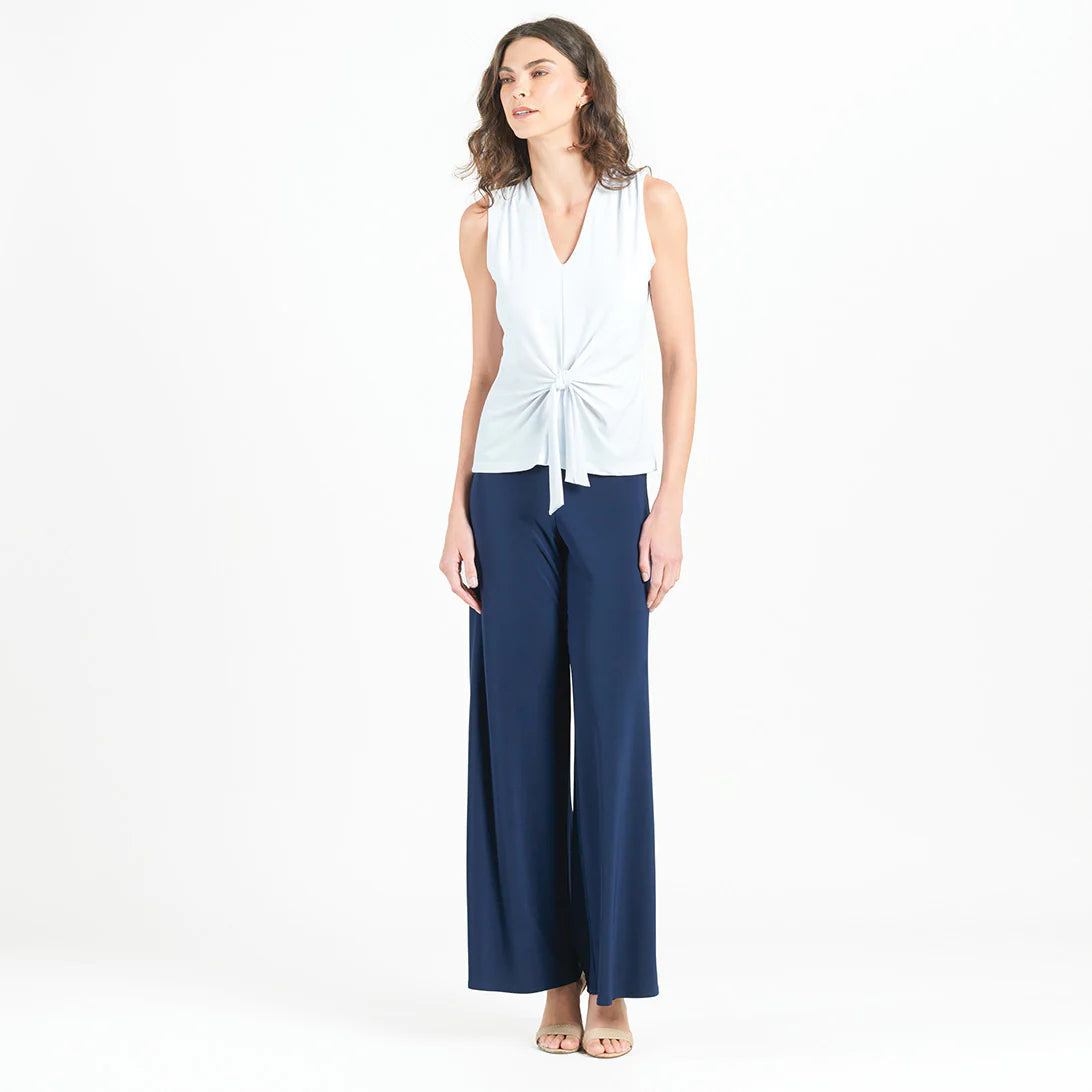 Sleeveless V-Neck Center Front Tie Top