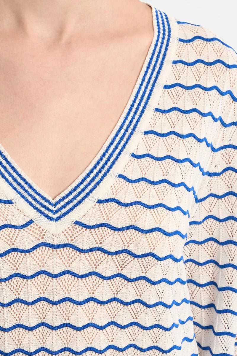 Striped V-neck knit