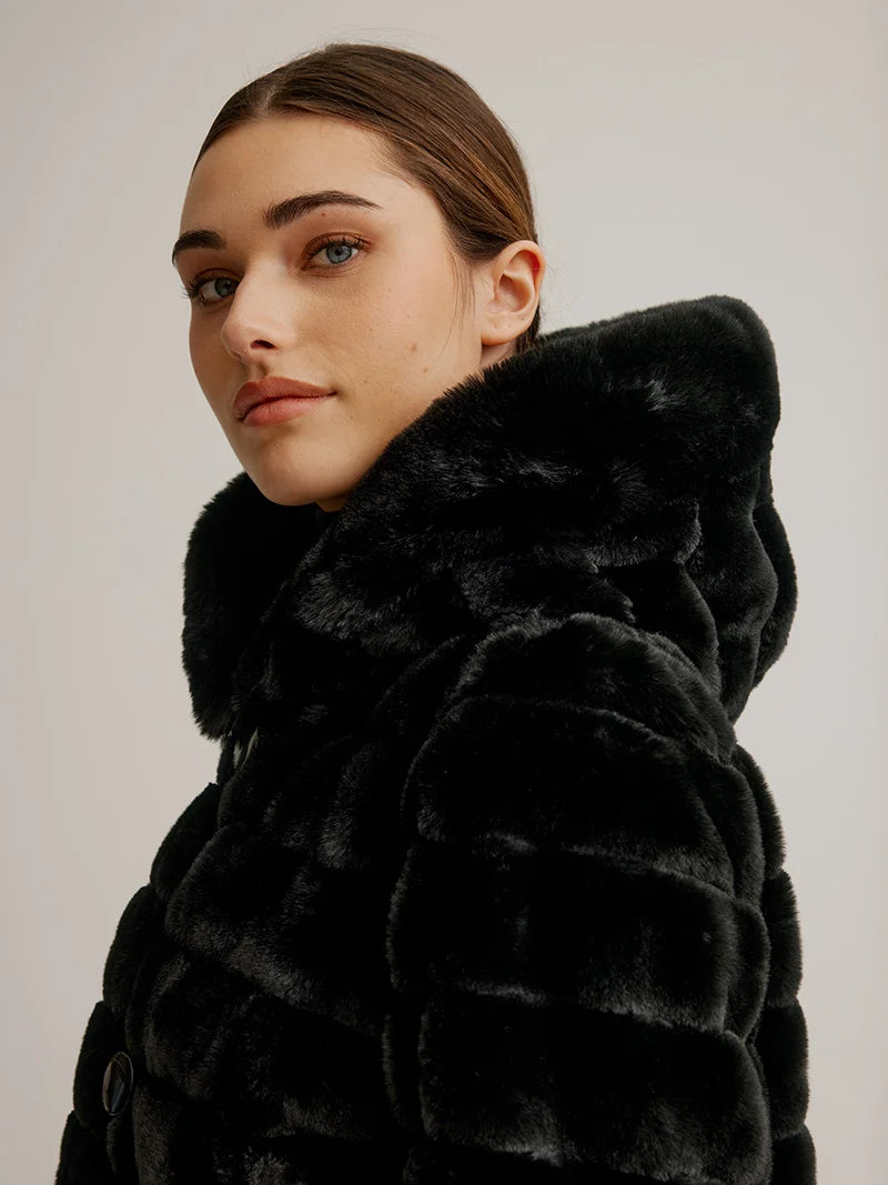 Hooded Reversible Faux Fur