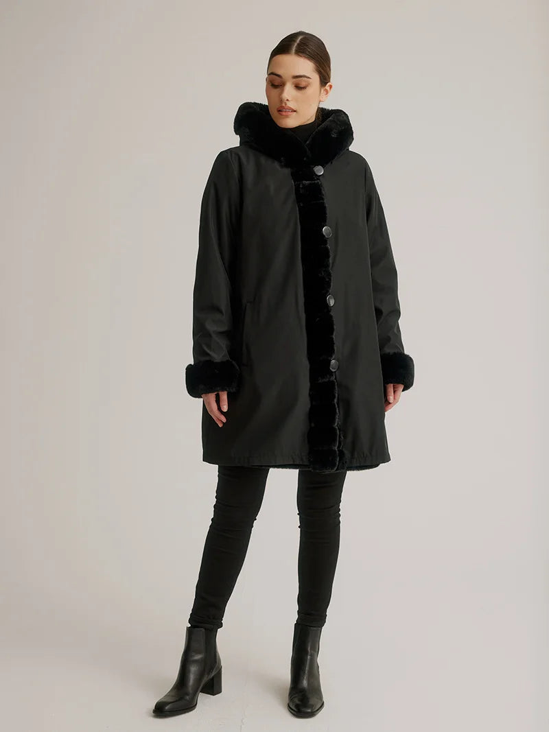 Hooded Reversible Faux Fur