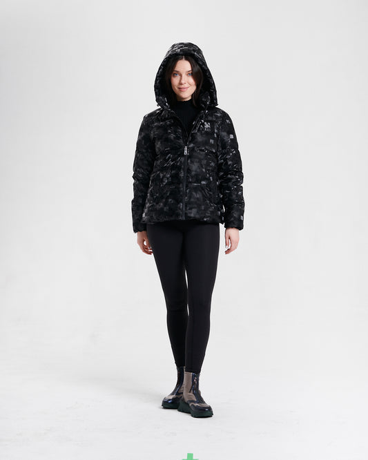 Nikki Jones Shiny Pattern Puffer Jacket