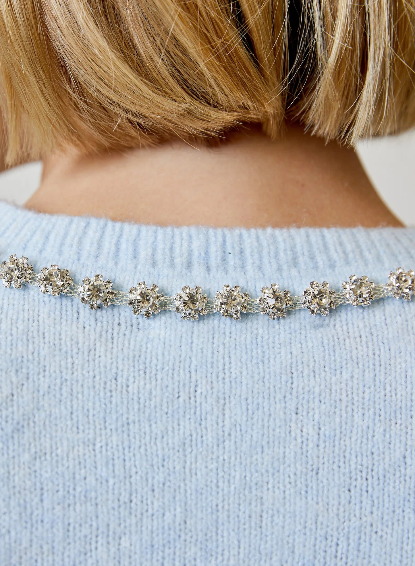 Cloud Blue Gemstone Trim Cardi