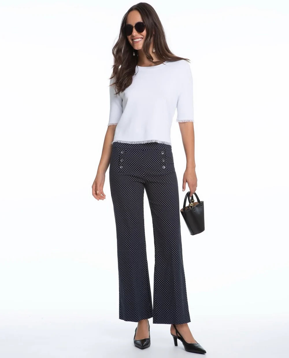 Button Front Polka Dots Pants