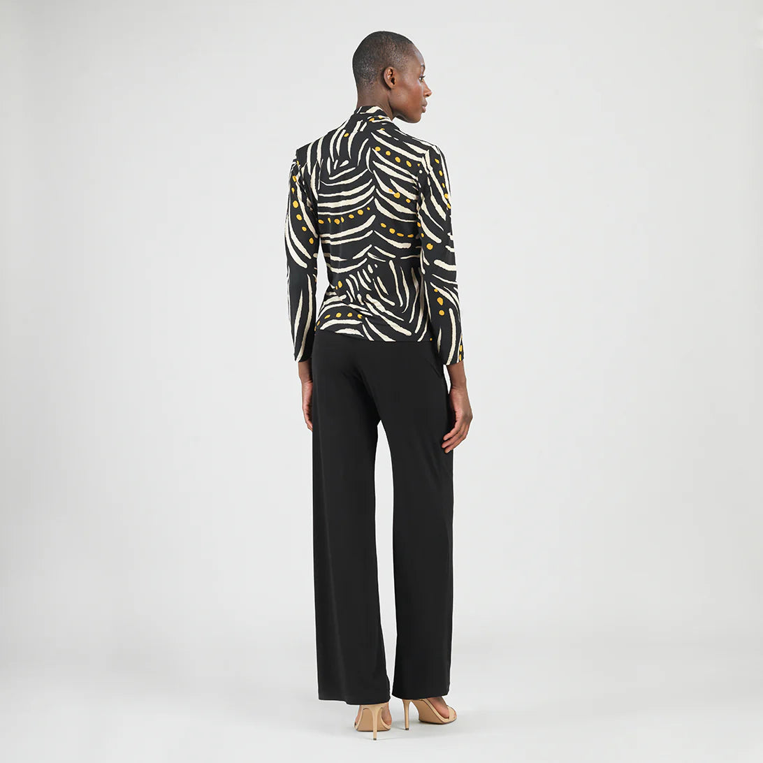 V-Neck Draped Pleat Top - Dots and Stripes