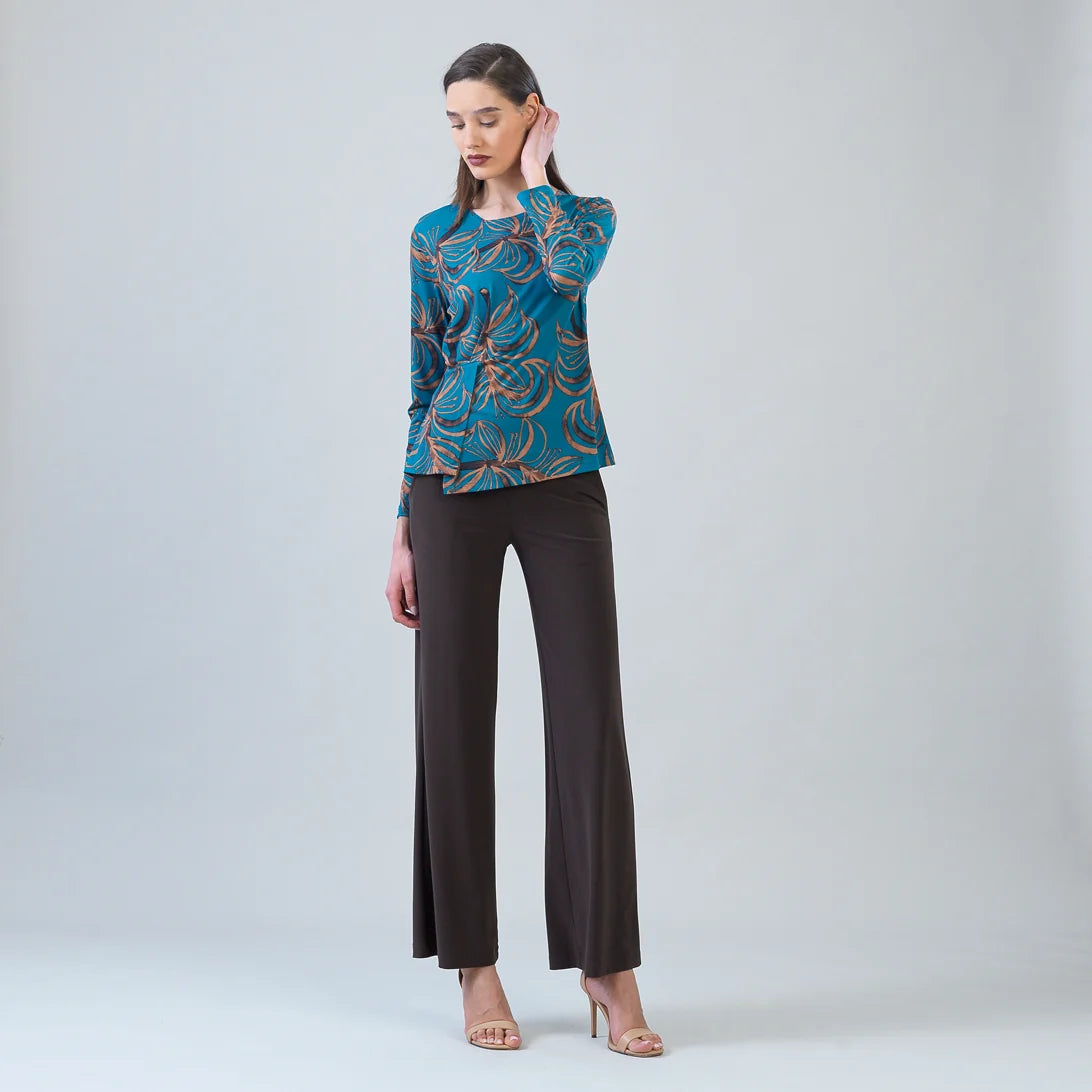 Long Sleeve Stitch Overlay Top - Autumn Leaves