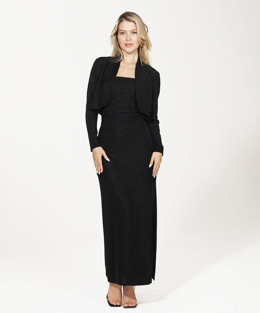 Long Sleeve Bolero Glitter Jacket With High Neck