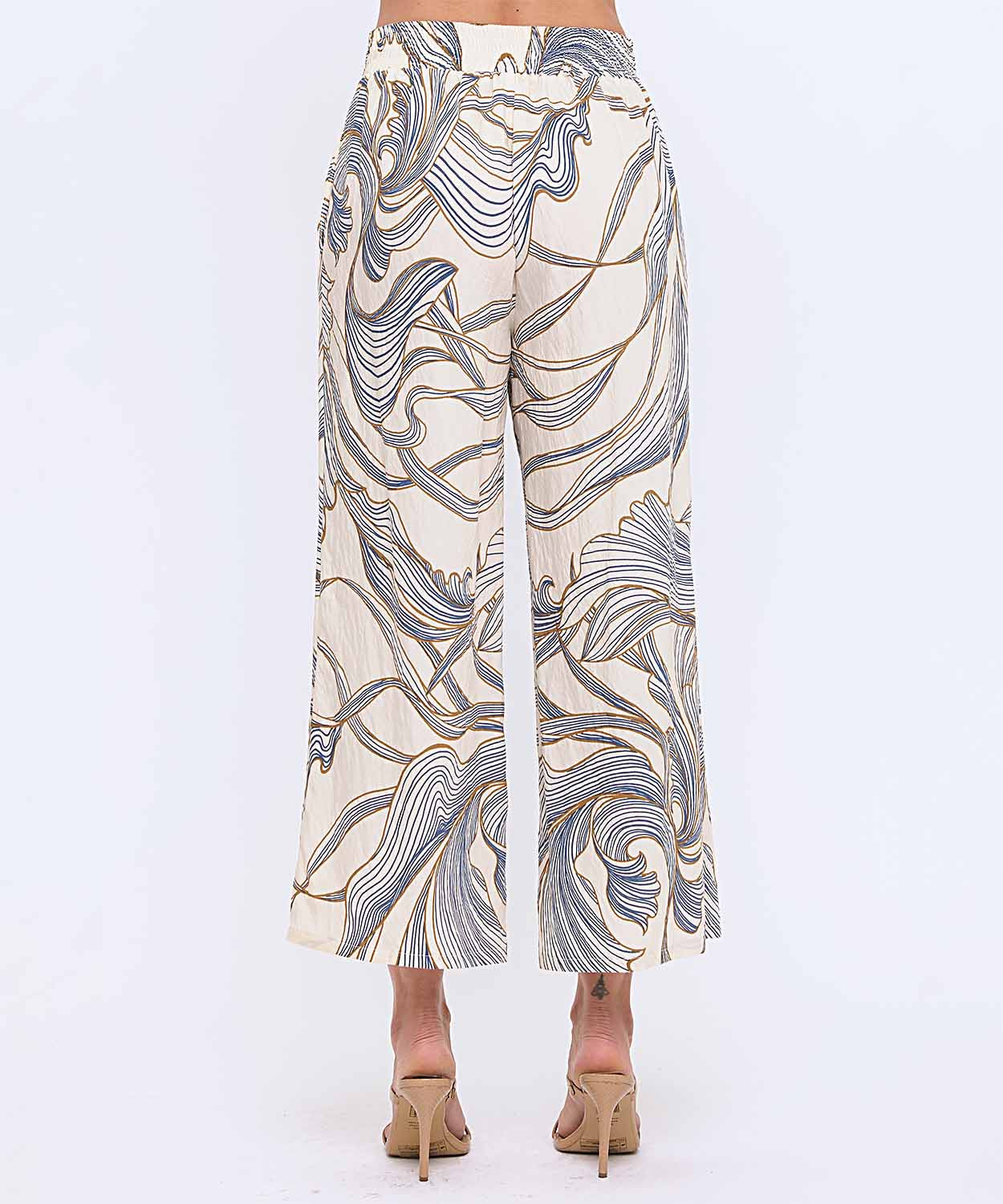 Wide Leg Woven Printed Pants
