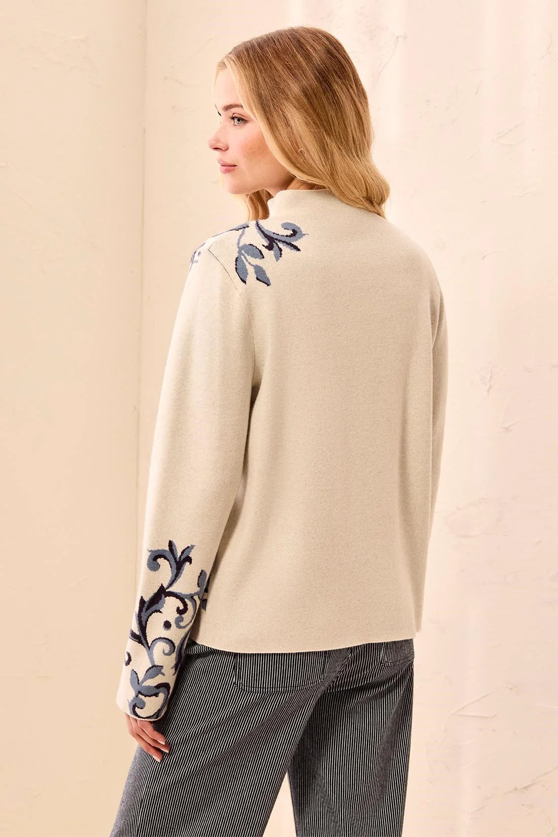 Double Knit Funnel Neck Long Sleeve Sweater