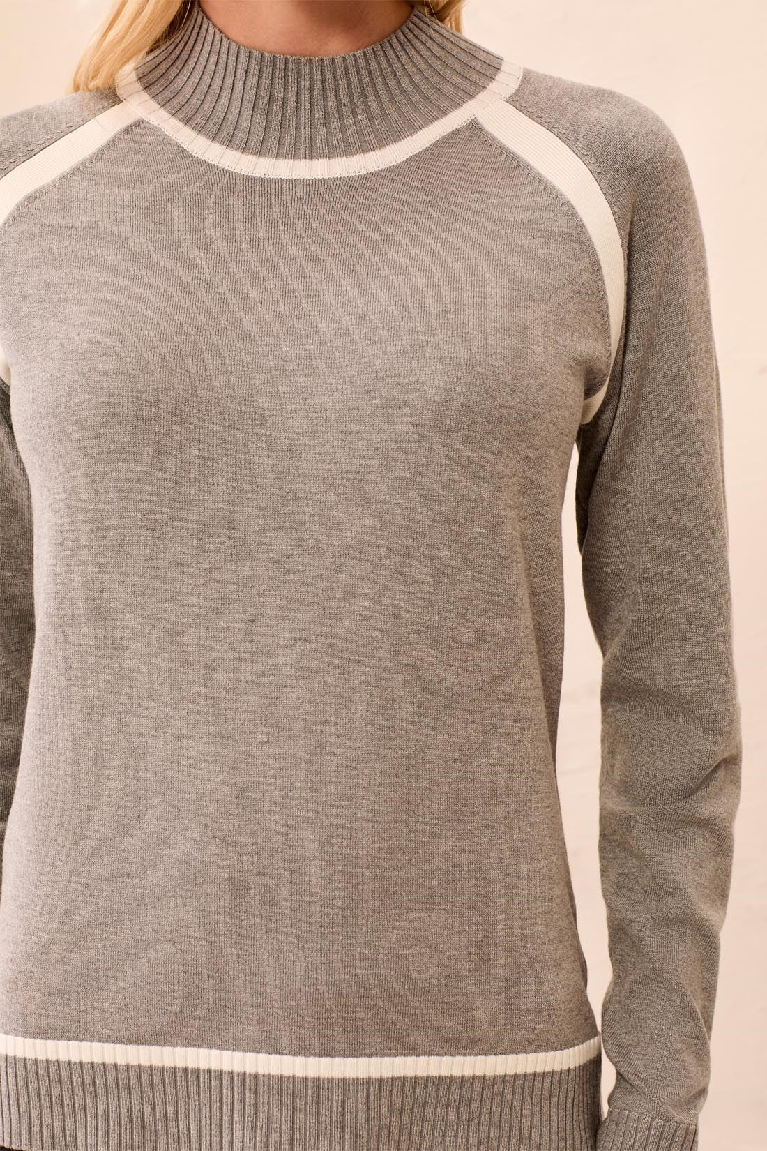 Soft Long Sleeve Mock Neck Raglan Sweater
