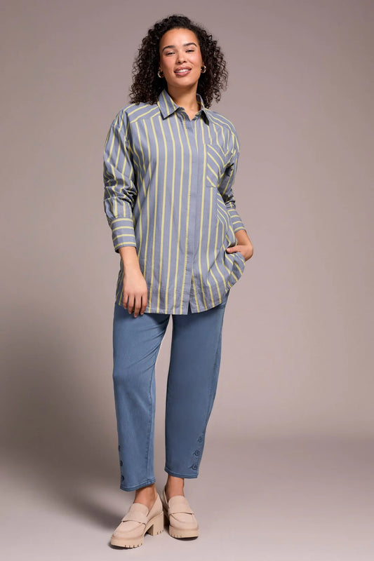 Stripe Button-Front Dress Shirt